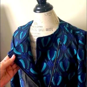 Club Monaco embroidered jacket with real leather accents size 6